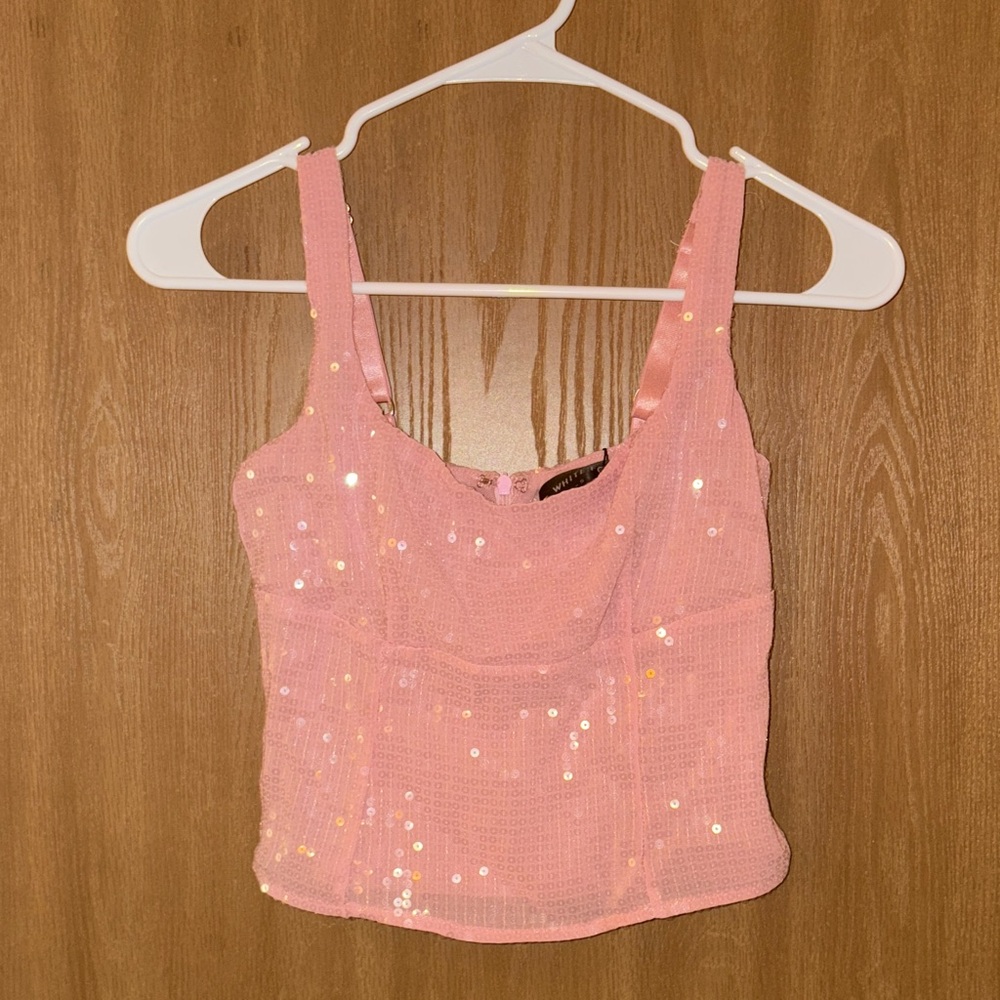 Princess Polly Sparkling Pink Sequin Tank Top